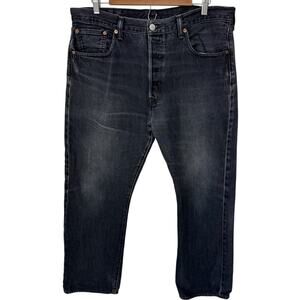 LEVI'S 501 Jeans Mens 38 x 30 Black Faded Button Front Grunge Streetwear